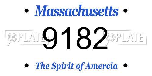 9182 Massachusetts License Plate