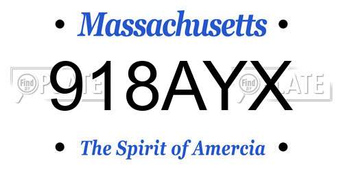 918AYX Massachusetts License Plate