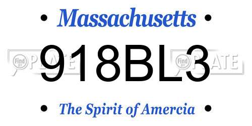 918BL3 Massachusetts License Plate