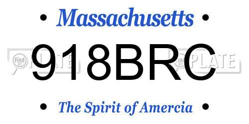 918BRC Massachusetts License Plate