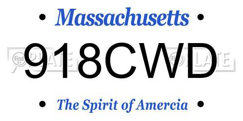 918CWD Massachusetts License Plate