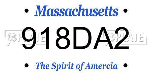 918DA2 Massachusetts License Plate
