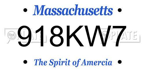 918KW7 Massachusetts License Plate