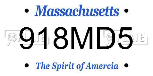 918MD5 Massachusetts License Plate