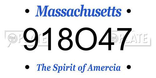 918O47 Massachusetts License Plate