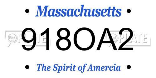 918OA2 Massachusetts License Plate