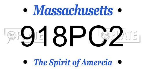918PC2 Massachusetts License Plate