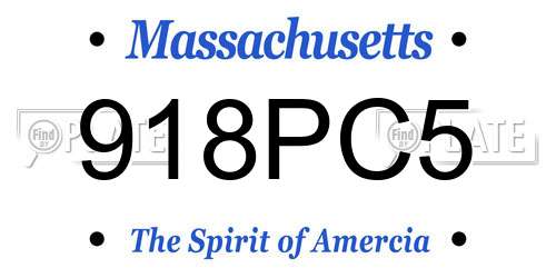 918PC5 Massachusetts License Plate