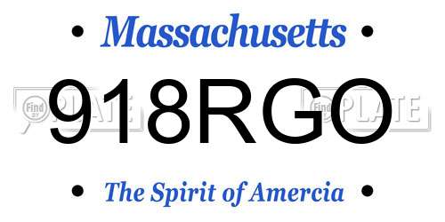 918RGO Massachusetts License Plate
