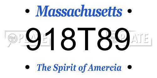 918T89 Massachusetts License Plate
