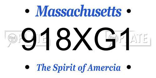 918XG1 Massachusetts License Plate