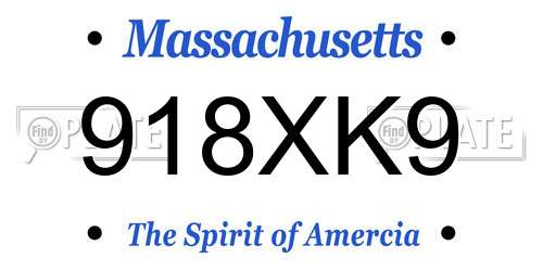 918XK9 Massachusetts License Plate