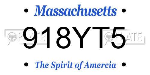 918YT5 Massachusetts License Plate