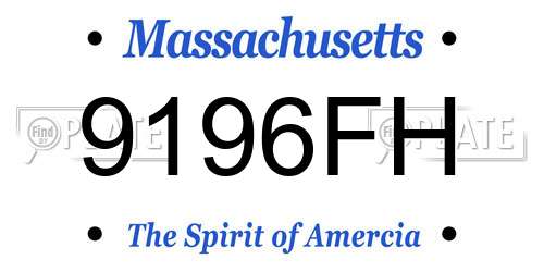 9196FH Massachusetts License Plate