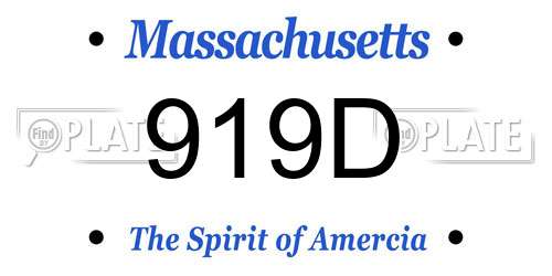 919D Massachusetts License Plate