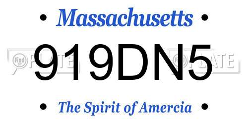 919DN5 Massachusetts License Plate