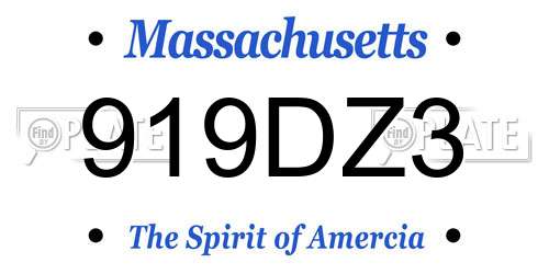 919DZ3 Massachusetts License Plate