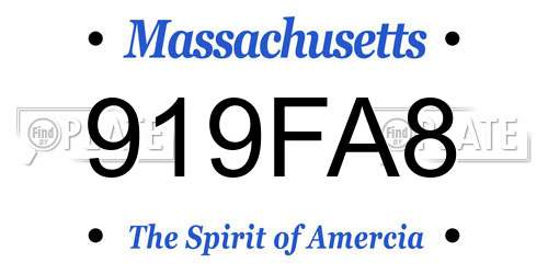 919FA8 Massachusetts License Plate
