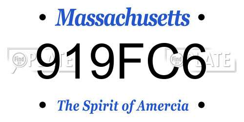 919FC6 Massachusetts License Plate