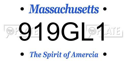 919GL1 Massachusetts License Plate