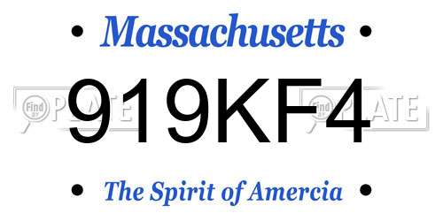 919KF4 Massachusetts License Plate