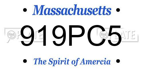919PC5 Massachusetts License Plate