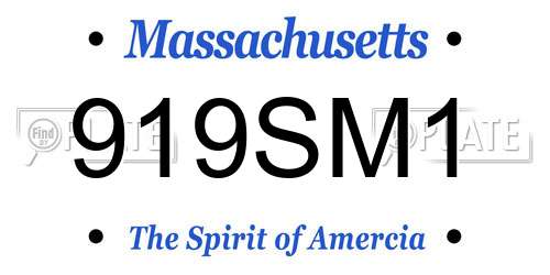 919SM1 Massachusetts License Plate
