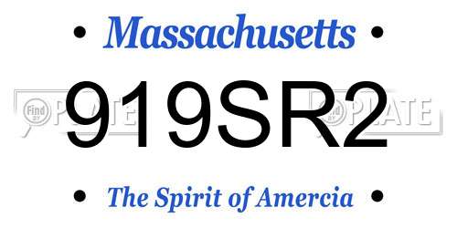 919SR2 Massachusetts License Plate
