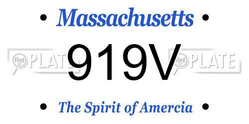 919V Massachusetts License Plate