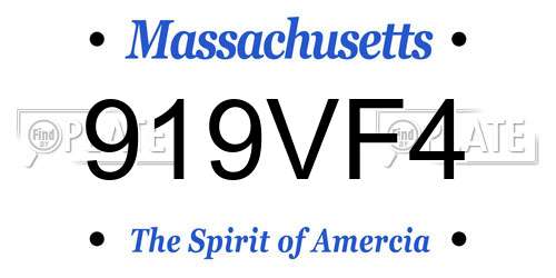 919VF4 Massachusetts License Plate
