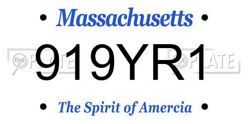 919YR1 Massachusetts License Plate