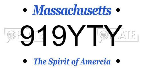 919YTY Massachusetts License Plate