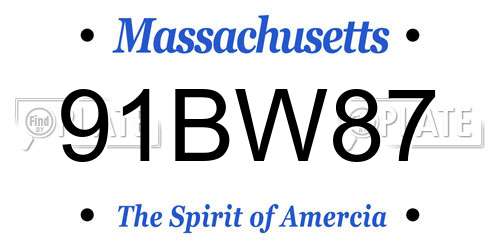 91BW87 Massachusetts License Plate
