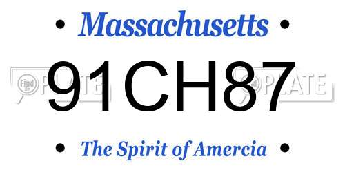 91CH87 Massachusetts License Plate
