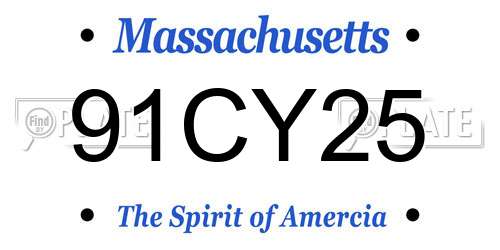 91CY25 Massachusetts License Plate