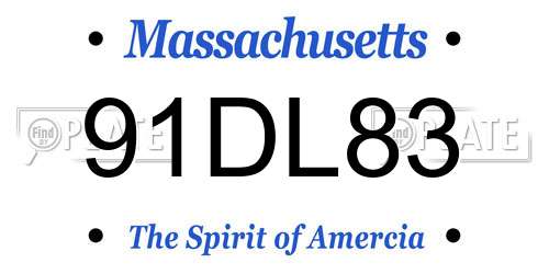 91DL83 Massachusetts License Plate