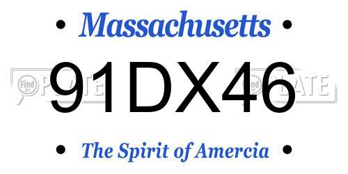 91DX46 Massachusetts License Plate