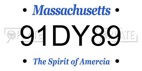 91DY89 Massachusetts License Plate