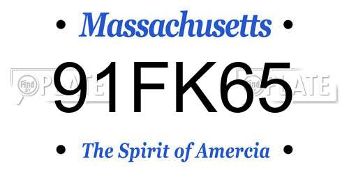 91FK65 Massachusetts License Plate