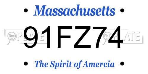 91FZ74 Massachusetts License Plate