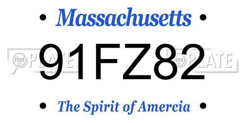 91FZ82 Massachusetts License Plate