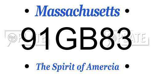 91GB83 Massachusetts License Plate