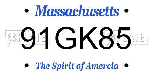 91GK85 Massachusetts License Plate