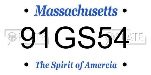 91GS54 Massachusetts License Plate