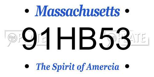 91HB53 Massachusetts License Plate