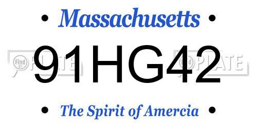 91HG42 Massachusetts License Plate