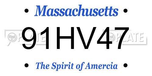 91HV47 Massachusetts License Plate