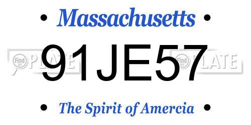 91JE57 Massachusetts License Plate