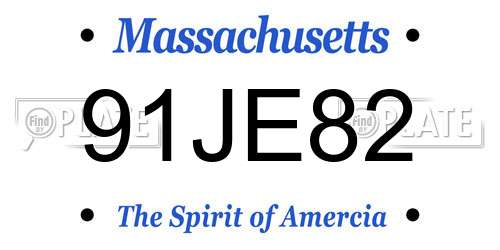 91JE82 Massachusetts License Plate
