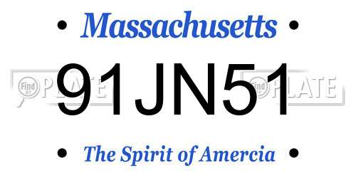 91JN51 Massachusetts License Plate